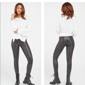 SPANX Dark Gray Moto Textured Leggings size S